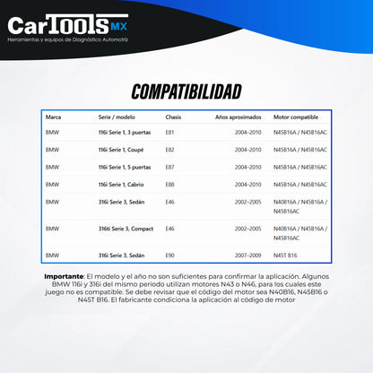 Herramienta Para Sincronizar Motor Bmw N40, N45 Y N45t 1.6