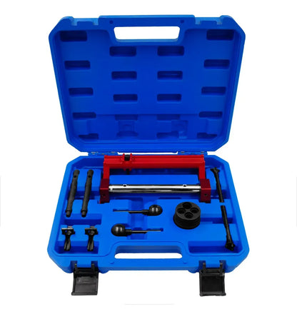 Este Kit Profesional de 11 Piezas para Sincronización, Alineación y Puesta a Tiempo de Motores BMW S54 / M3 E46 (OEM 11 9 140 / 11 9 130 / 11 7 342 / 11 7 160 / 11 2 300 / 11 9 170) de CARTOOLS MX es el utillaje mecánico especializado de alta resistencia indispensable para fijar los árboles de levas de admisión y escape, verificar el ángulo exacto de los ajustadores y variadores del Double VANOS, y trancar el cigüeñal en su Punto Muerto Superior (PMS / TDC) con estándar de agencia.