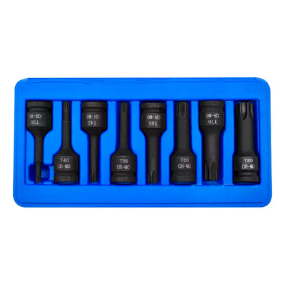 Juego De Dados Con Punta Torx De Impacto 1/2, 8pz T30-t80