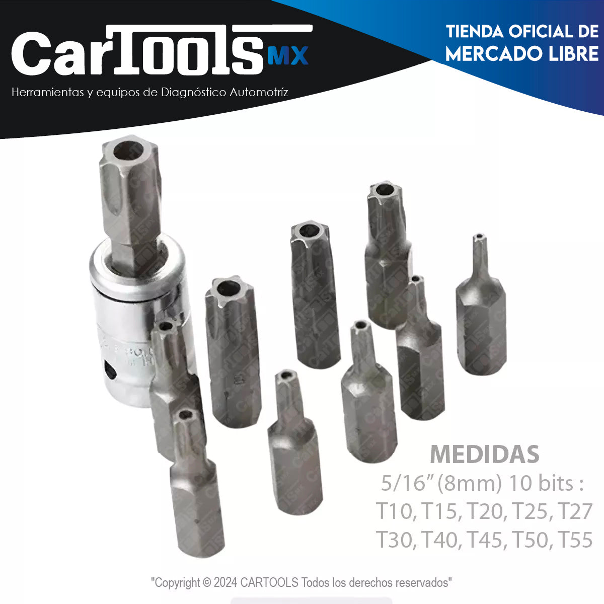 Juego De Dados Y Puntas 3/8 Torx, 34 Pz, Hembra Y Macho.