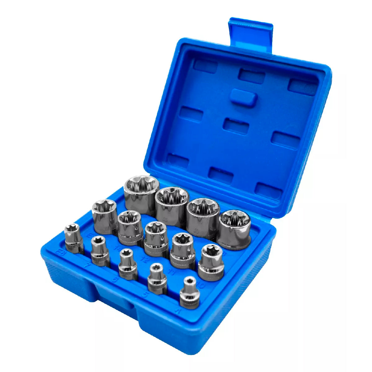 Juego De Dados Torx Hembra Entrada 1/4, 3/8 Y 1/2 14pz
